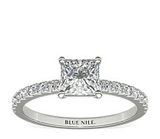 Petite Pavé Diamond Engagement Ring in Platinum (0.24 ct. tw.)